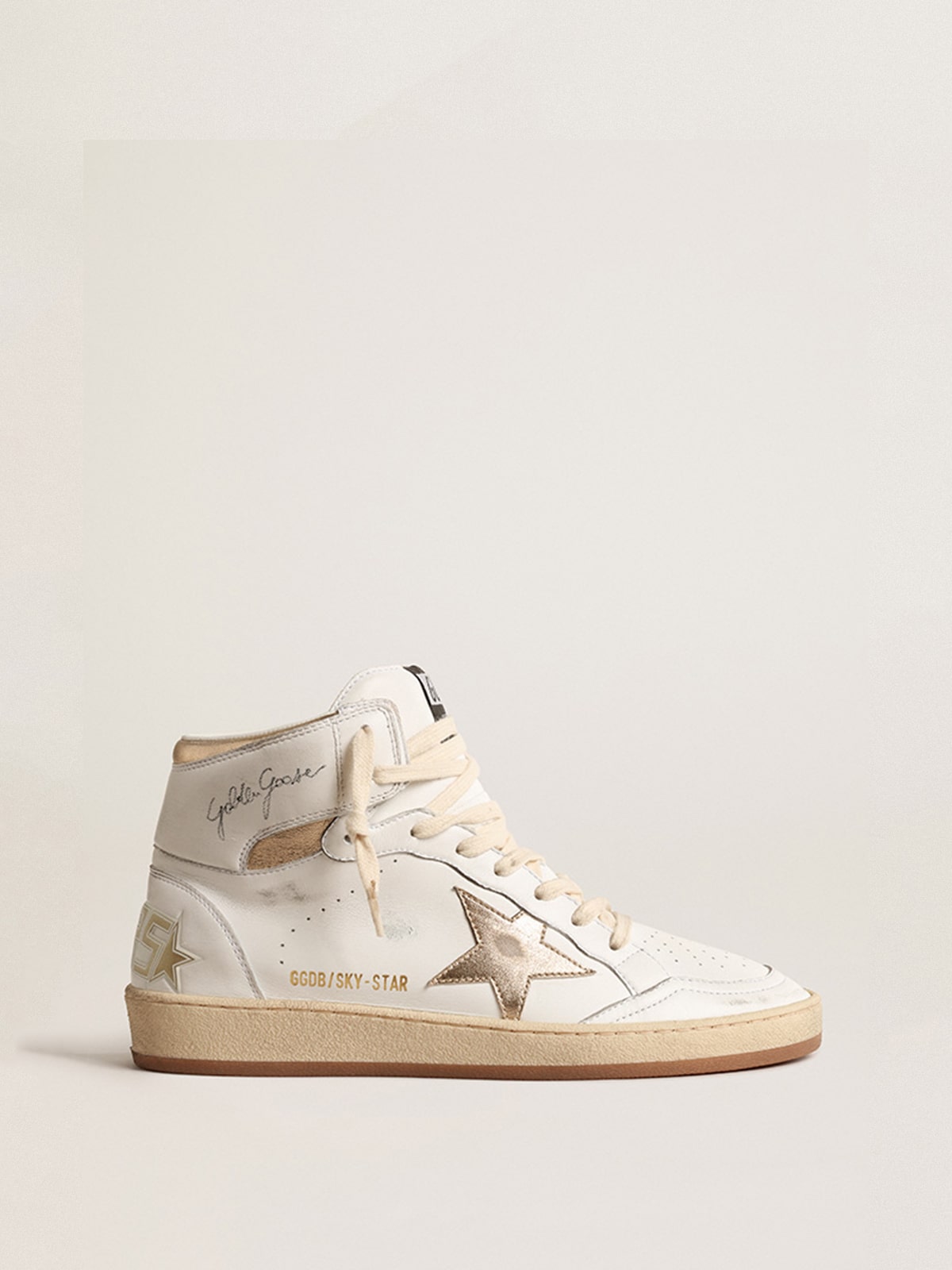 Golden Goose Sneaker | High Top Sneaker Sky-Star mit goldenem Stern weiß | GWF00230.F004633.11522 / ADAM/EVE