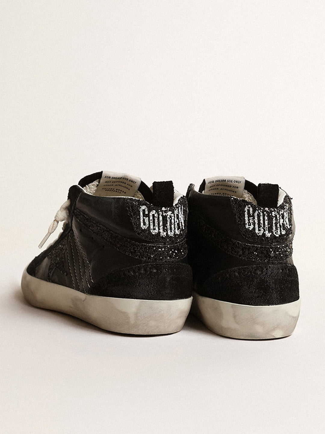 Mid Star Sneaker mit schwarzen Glitzereinsatzen schwarzer Stern