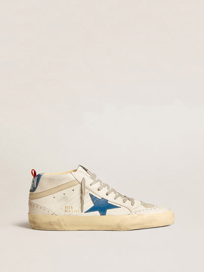 Golden Goose Sneaker | Mid Star Sneaker weiß mit blauem Stern | GMF00122.F004765.82374 / ADAM/EVE