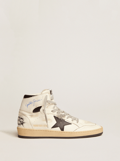 Golden Goose Sneaker | Sky Star hight Top Sneaker in weiß mit schwarzem Stern | GMF00230.F002190.10283 / ADAM/EVE