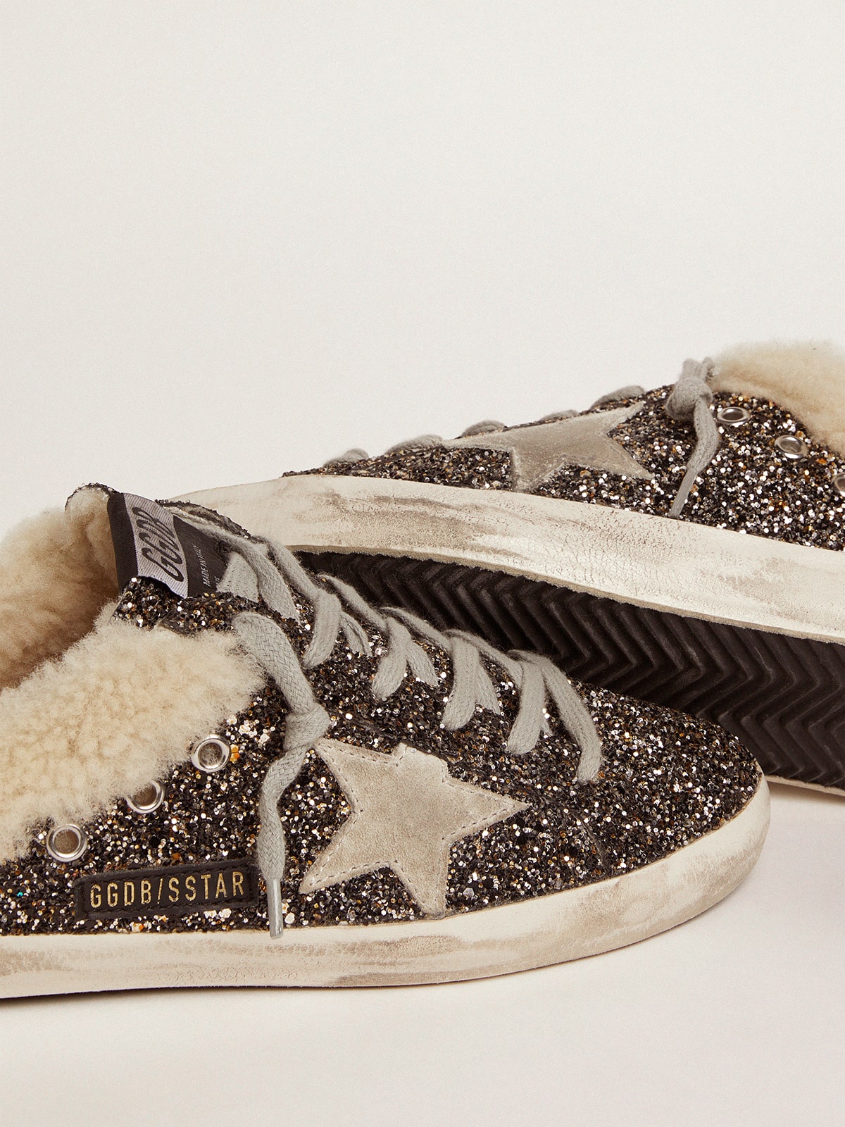 Golden Goose Sneaker | Super-Star Sabot Sneaker - Lammfell gefüttert - Glitzer | GWF00110.F000296.80293 / ADAM/EVE