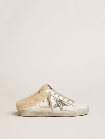 Golden Goose Sneaker | Super-Star Sabot Sneaker - Lammfell gefüttert - weiß | GWF00110.F002306.10224 / ADAM/EVE