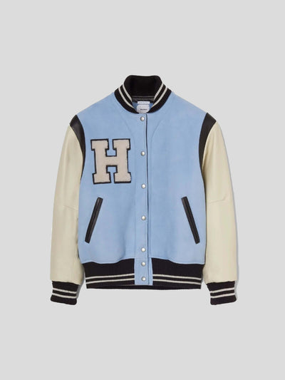 HALFBOY Jacken | Lederbomber - Varsity Shearling - hellblau | H05WJBB0534.13 baby blue / ADAM/EVE