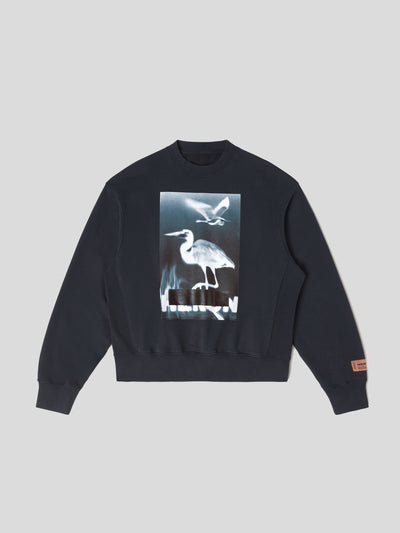 HERON PRESTON Sweat | Sweatshirt Reiher Print schwarz | HMBA020S23JER0021001 S / ADAM/EVE