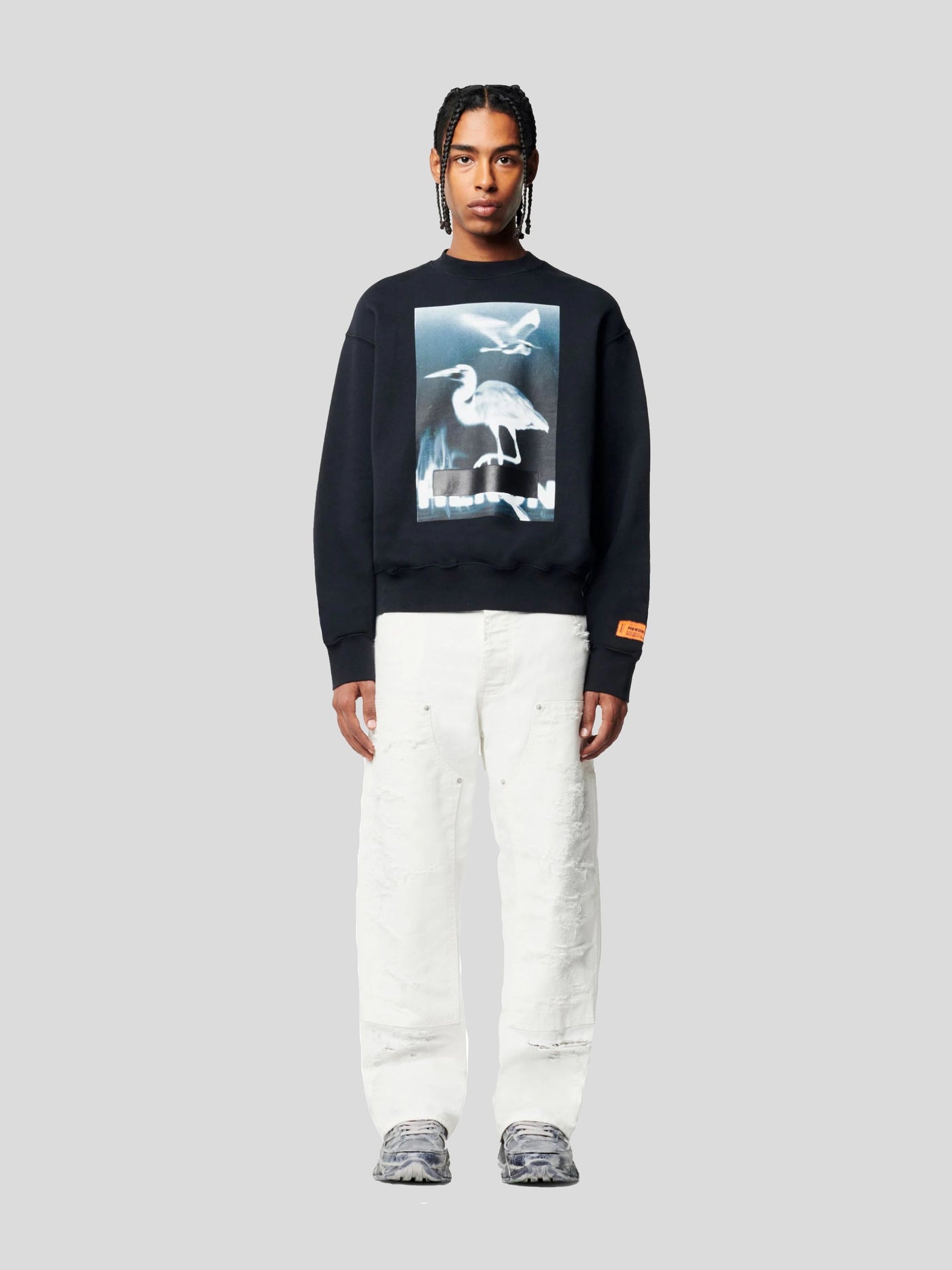 HERON PRESTON Sweat | Sweatshirt Reiher Print schwarz | HMBA020S23JER0021001 S / ADAM/EVE