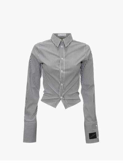 JW Anderson Blusen | kurz gestreifte Bluse grau-weiß | SH0234 PG1327 971 CHARCOAL/WHITE / ADAM/EVE