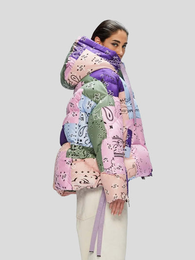 Khrisjoy Jacken | Puffer Daunenjacke Khris Bandana rosa-blau-purple | AFPW001N NYBDP MIX02 Bandana / ADAM/EVE