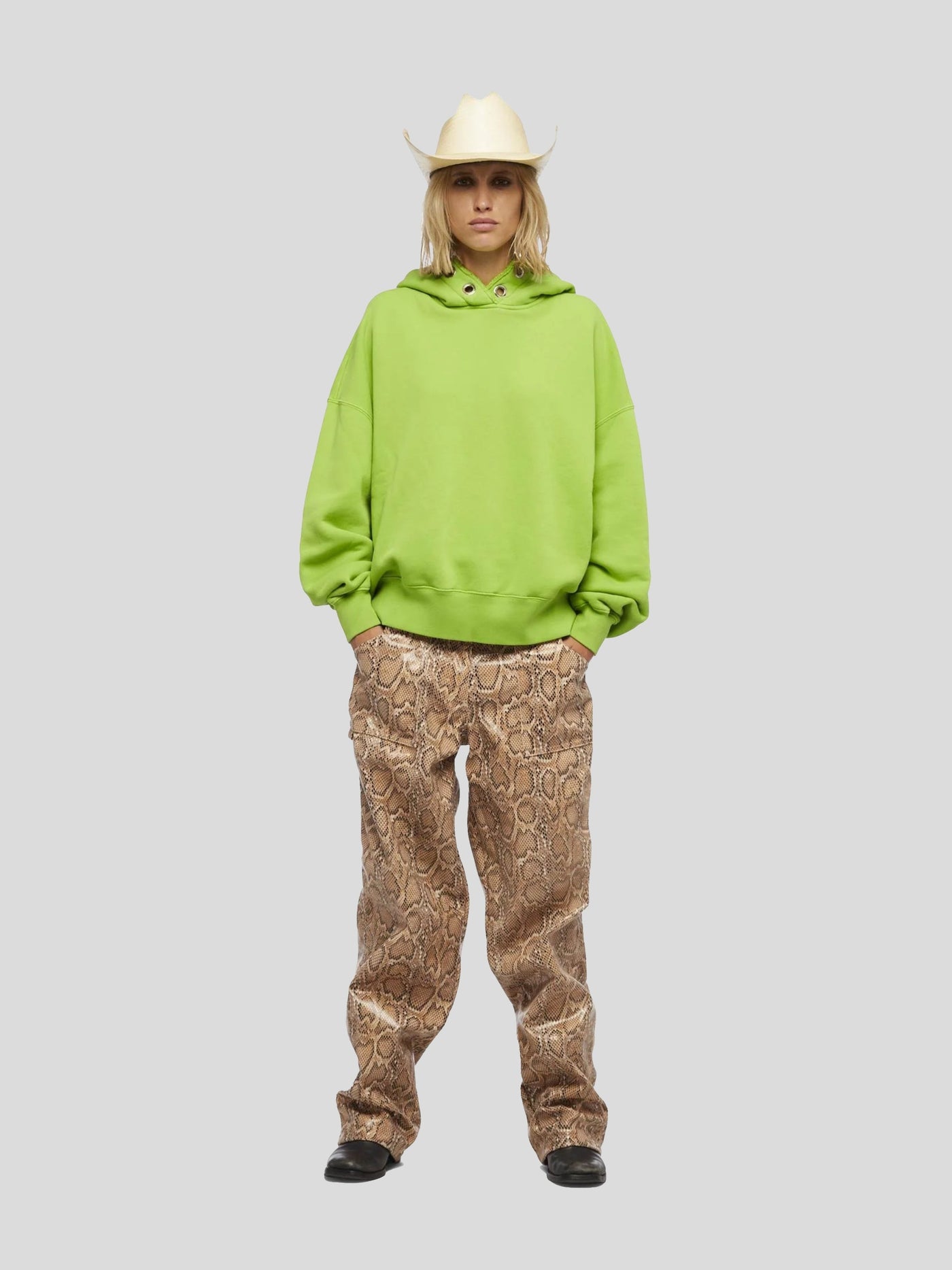 Khrisjoy Sweat | Hoodie Sweatshirt mit Nieten lime grün | ESW033 FL GRL02 lime green / ADAM/EVE
