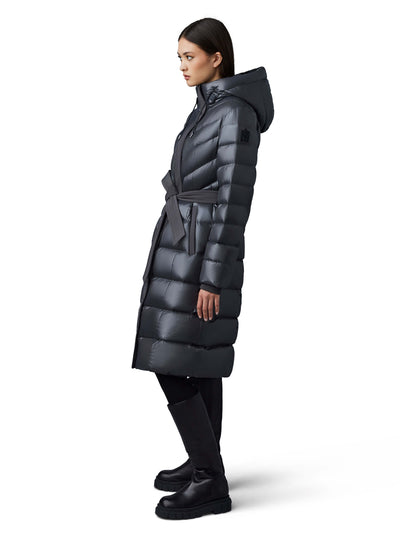 Coralia down coat in carbon gray