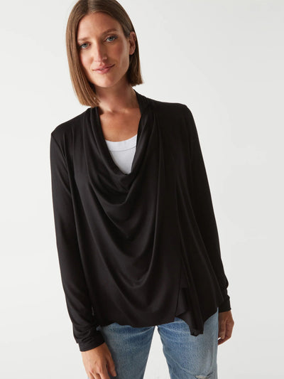 Michael Stars Shirts & Tops | Wasserfall Cardigan Vanessa schwarz | 84008 / ADAM/EVE