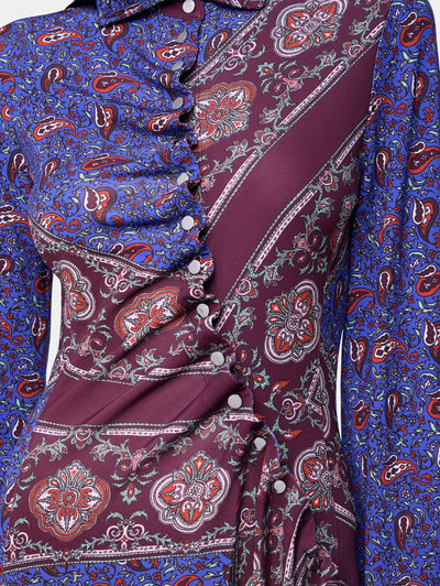 Kleid mit Knopfleiste in Bandana Paisley gemustert