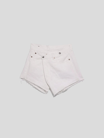 R13 Jeans | Crossover Short destroyed weiß | R13 W6055-D058B white / ADAM/EVE