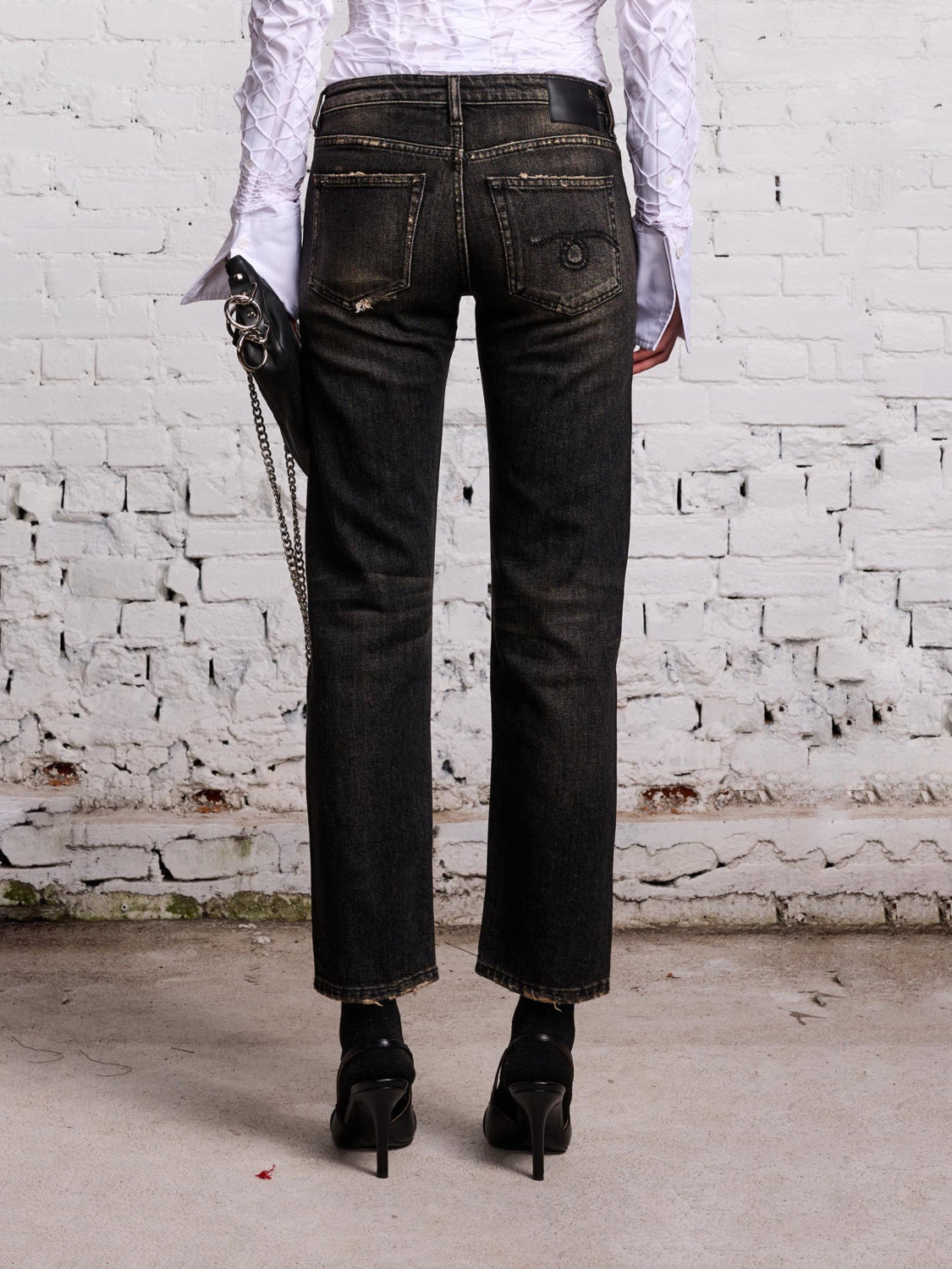 R13 Jeans | Jeans Boy straight abbey-schwarz | R13 W0093-D152A / ADAM/EVE