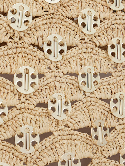 Raffia Tasche mit silbernen Applikationen in natur-beige