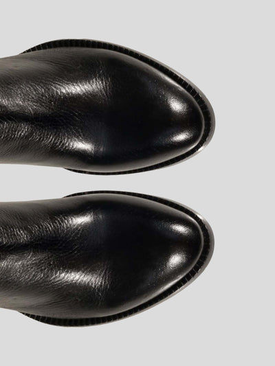 Rocco P. Stiefel & Boots | Zip-Stiefelette genarbtes Leder schwarz | 15650 black / ADAM/EVE