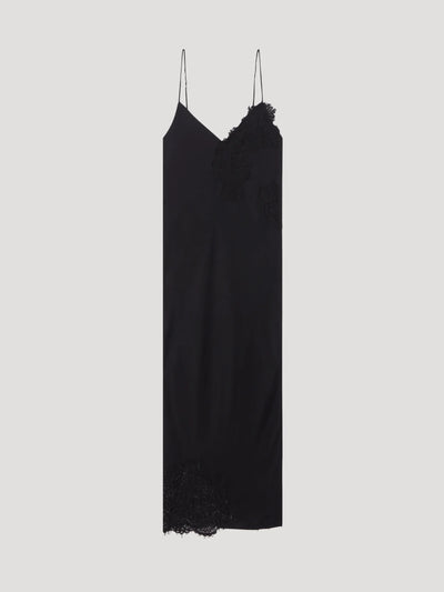 RÓHE Kleider | Fliessendes Kleid mit Spitze schwarz | 409-33-085 138 / ADAM/EVE