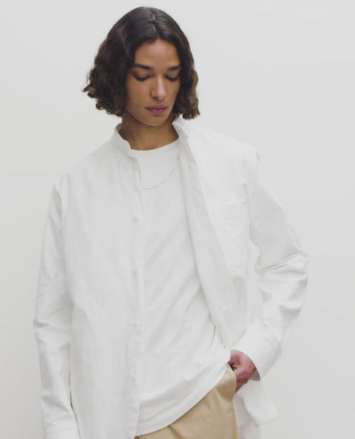 Shirt MEES with stand-up collar in white